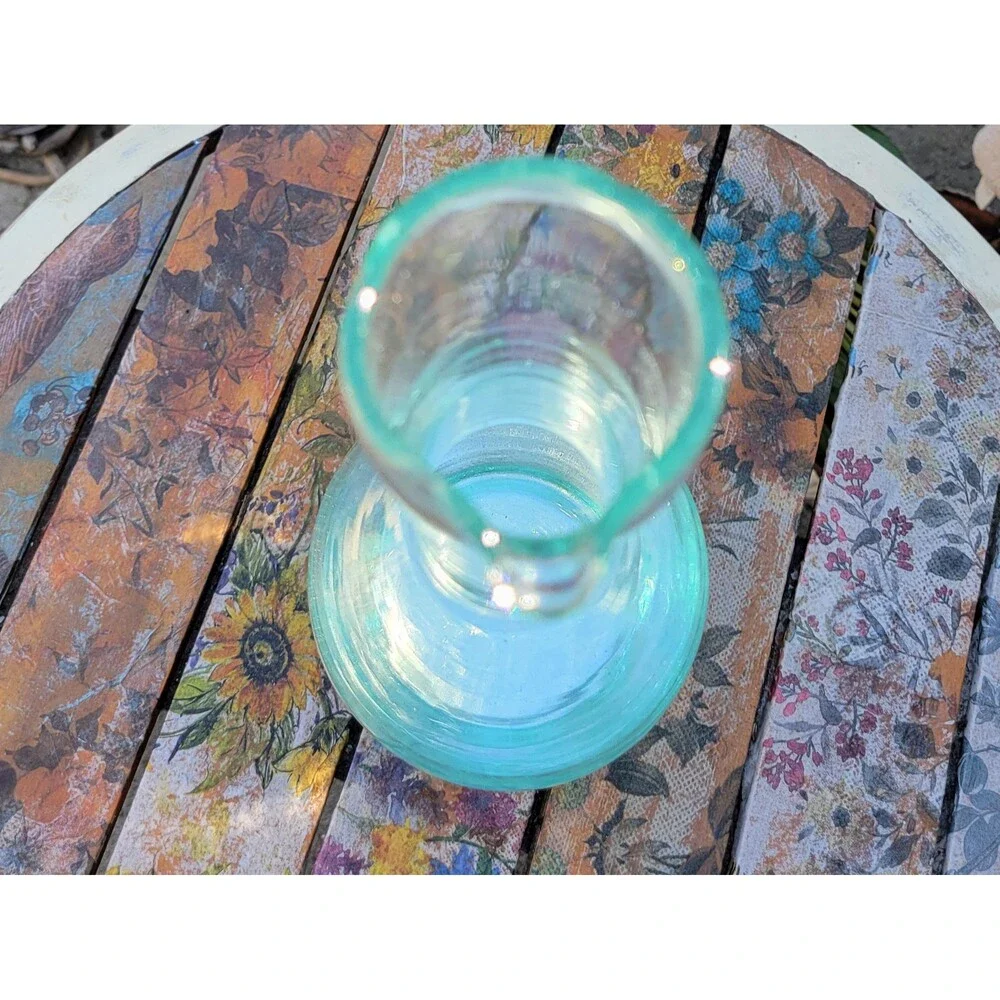 Hand‑Blown Bistrot Recycled Glass Decanter – Aqua Blue Tint, French‑Style Bottle